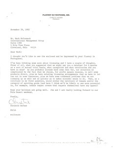 Letter from Christie Hefner to Mark H. McCormack