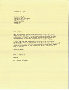 Letter from Mark H. McCormack to Lynotn Taylor
