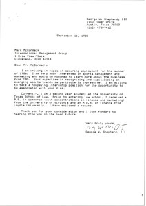 Letter from George W. Shepherd to Mark H. McCormack