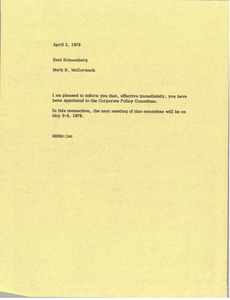 Memorandum from Mark H. McCormack to Saul Schoenberg