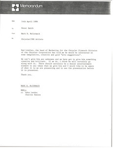 Memorandum from Mark H. McCormack to Peter Smith