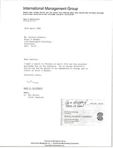 Letter from Mark H. McCormack to Carlton Schnell