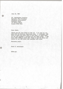 Letter from Mark H. McCormack to Christopher Lewinton