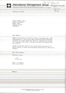 Letter from Mark H. McCormack to Rafael Tudela