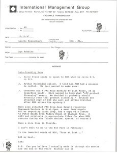 Fax from Ayn Robbins to Laurie Roggenburk