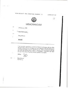 Memorandum from Doug Billman to Mark H. McCormack