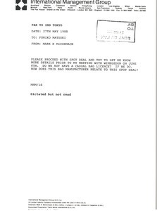 Fax from Mark H. McCormack to Fumiko Matsuki