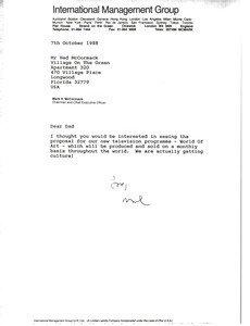 Letter from Mark H. McCormack to Ned McCormack