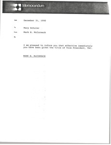 Memorandum from Mark H. McCormack to Mary Schuler