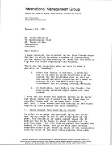 Letter from Mark H. McCormack to Colin MacLaine