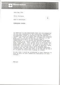 Memorandum from Mark H. McCormack to Chris Guinness