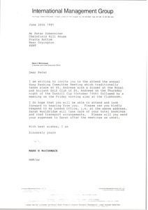 Letter from Mark H. McCormack to Peter Dobereiner