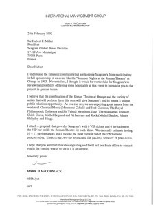 Letter from Mark H. McCormack to Hubert F. Millet