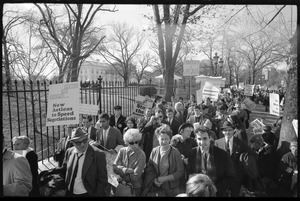Protesters outside the White House marching against the war in Vietnam: Washington Vietnam March for Peace