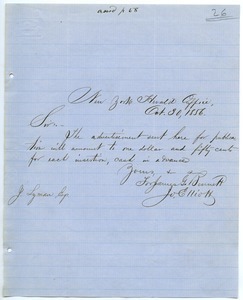 Letter from the New York Herald to Joseph Lyman