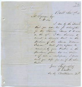 Letter from L. Easton to Joseph Lyman
