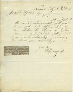 Letter from H. W. Burdick to Joseph Lyman