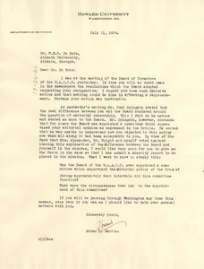 Letter from Abram Harris to W. E. B. Du Bois