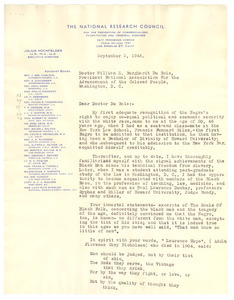 Letter from Julius Hochfelder to W. E. B. Du Bois
