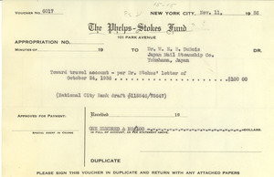 Appropriation from Phelps-Stokes Fund to W. E. B. Du Bois