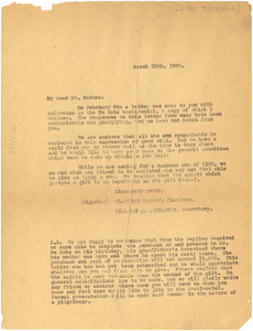 Circular letter from Du Bois Testimonial Committee to Jonathan Gaines