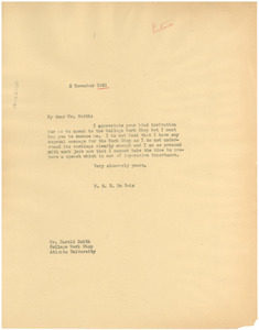 Letter from W. E. B. Du Bois to Harold Smith