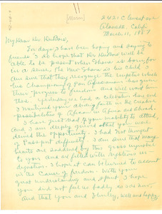 Letter from Harold Mason to W. E. B. Du Bois
