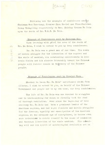 Messages of condolences from Chairman Mao, Premier Chou and Vice Chairman Soong Ching-ling to Mme. Shirley Graham Du Bois upon the death of Dr. W. E. B. Du Bois