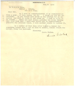Letter from Louis Giclas to W. E. B. Du Bois