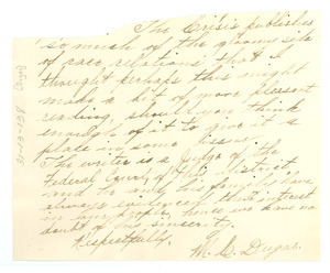 Letter from M. C. Dugas to W. E. B. Du Bois [fragment]