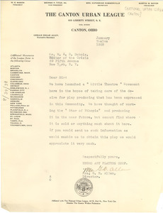 Letter from Urban League of Canton, Ohio to W. E. B. Du Bois