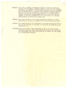 Resolution on the indictment of W. E. B. Du Bois and his associates at the Peace Information Center