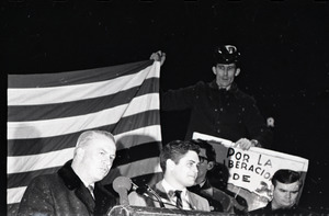Young Americans for Freedom pro-Vietnam War demonstration, Boston Common: Dapper O'Neil at podium