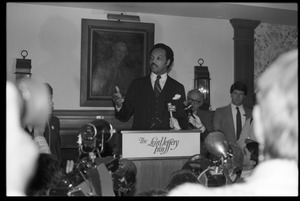 Jesse Jackson at the podium, addressing supporters