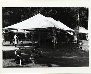 People under tents in Boston Common