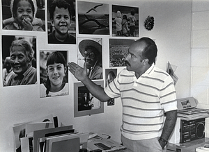 Boston City Photographer Alfonso Fajardo viewing photographs