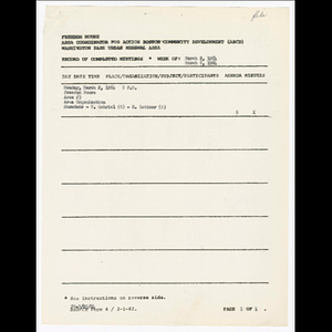 Agenda, summary and comments, minutes and attendance list for area #3 and area #13 meetings in March 1964