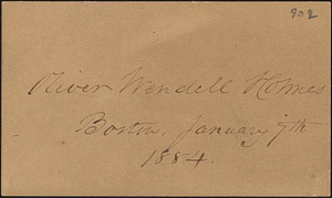 Calling card of Oliver Wendell Holmes, 1884