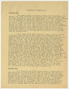 Plan for Springfield College Camp Headquarters