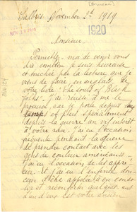Letter from Fernande Bruneau to W. E. B. Du Bois