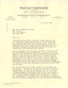 Letter from the Dictaphone Sales Corporation to W. E. B. Du Bois