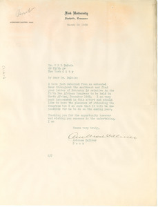 Letter from Ambrose Caliver to W. E. B. Du Bois