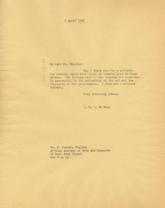 Letter from W. E. B. Du Bois to African Academy of Arts and Research