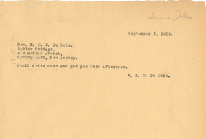 Telegram from W. E. B. Du Bois to Nina Du Bois
