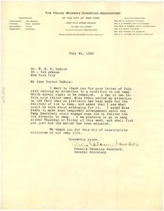 Letter from Cecelia C. Saunders to W. E. B. Du Bois