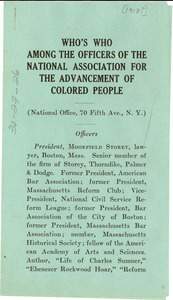 Who's Who among the Officers of the National Association for the Advancement of Colored People