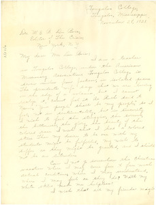 Letter from Muriel Smith to W. E. B. Du Bois