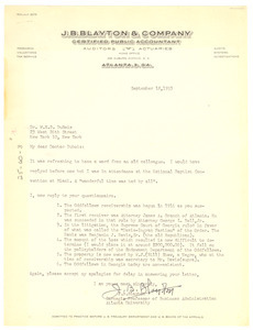 Letter from J. B. Blayton to W. E. B. Du Bois