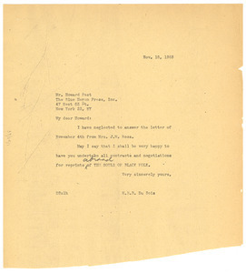 Letter from W. E. B. Du Bois to Blue Heron Press