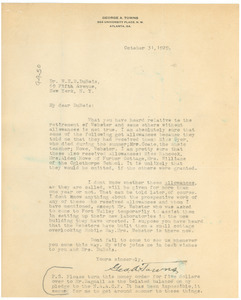 Letter from George A. Towns to W. E. B. Du Bois